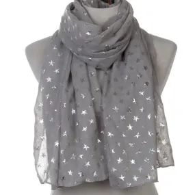 💙 Scarf: Metallic Stars ~ Gray/Silver