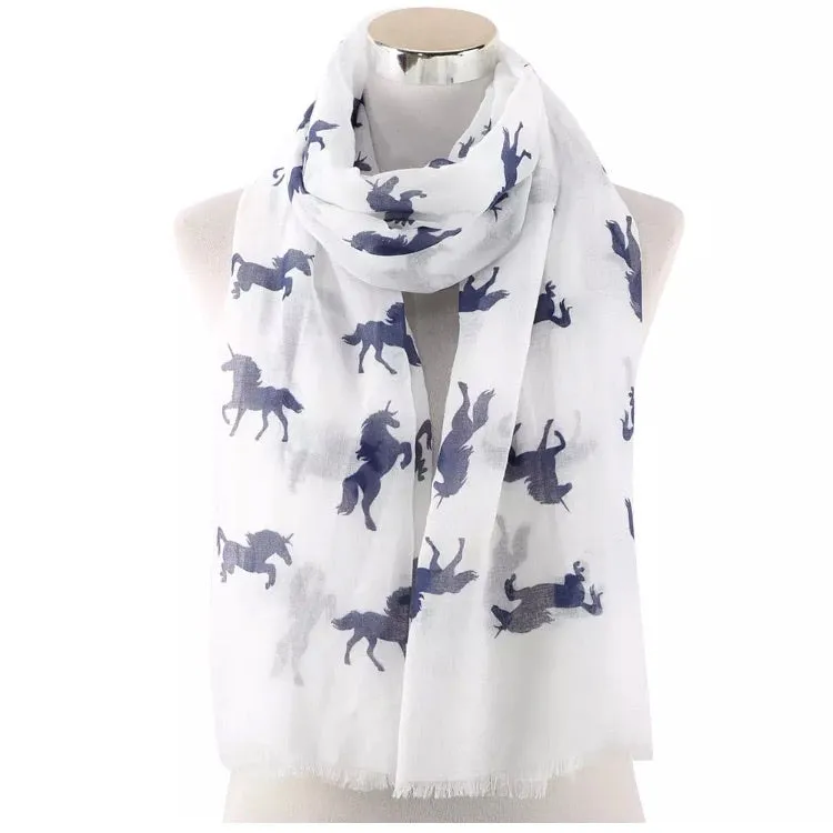 💙 Scarf: Navy Unicorns ~ White