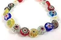 10 mm Coin Millefiori Bead Strand, each