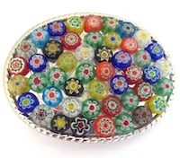 10 mm Coin Millefiori Bead Strand, each