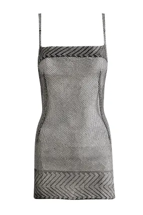 1920's Egyptian Black and Silver Mini Dress