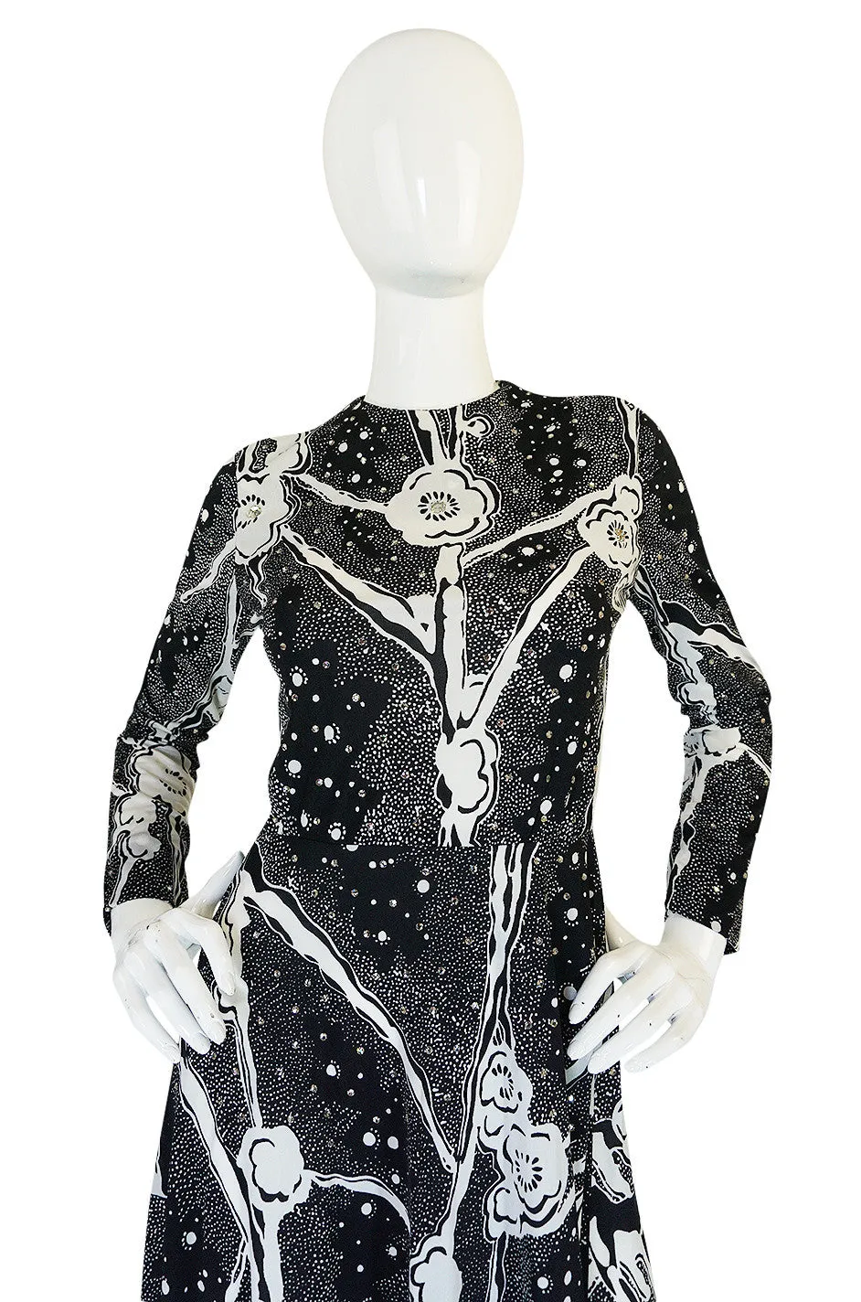 1960s Donald Brooks Rhinestone Scattered Jersey Dress