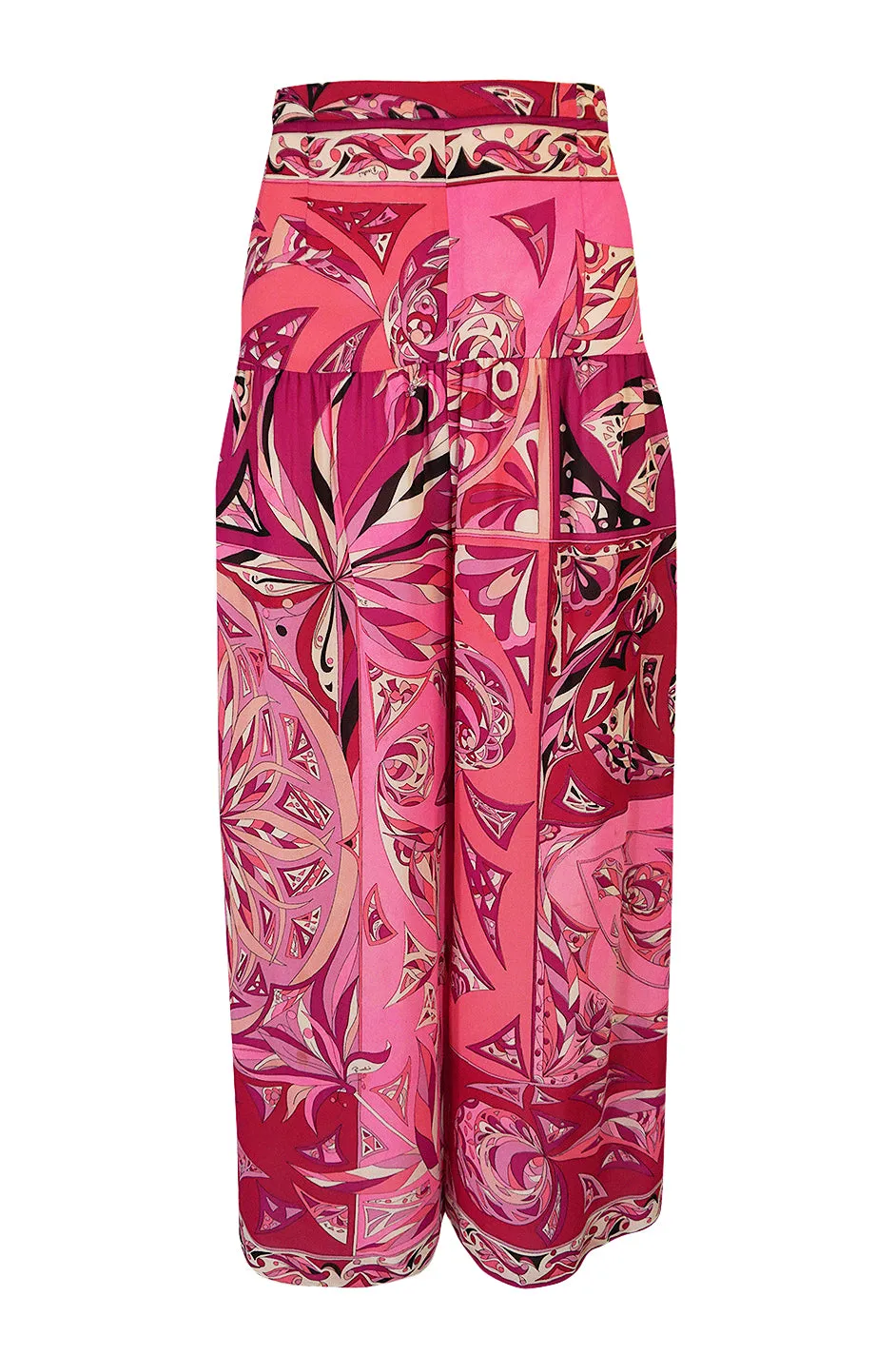 1960s Emilio Pucci Printed Pink Silk Sleeveless Top & Wide Legged Pant Set w Silk Belt