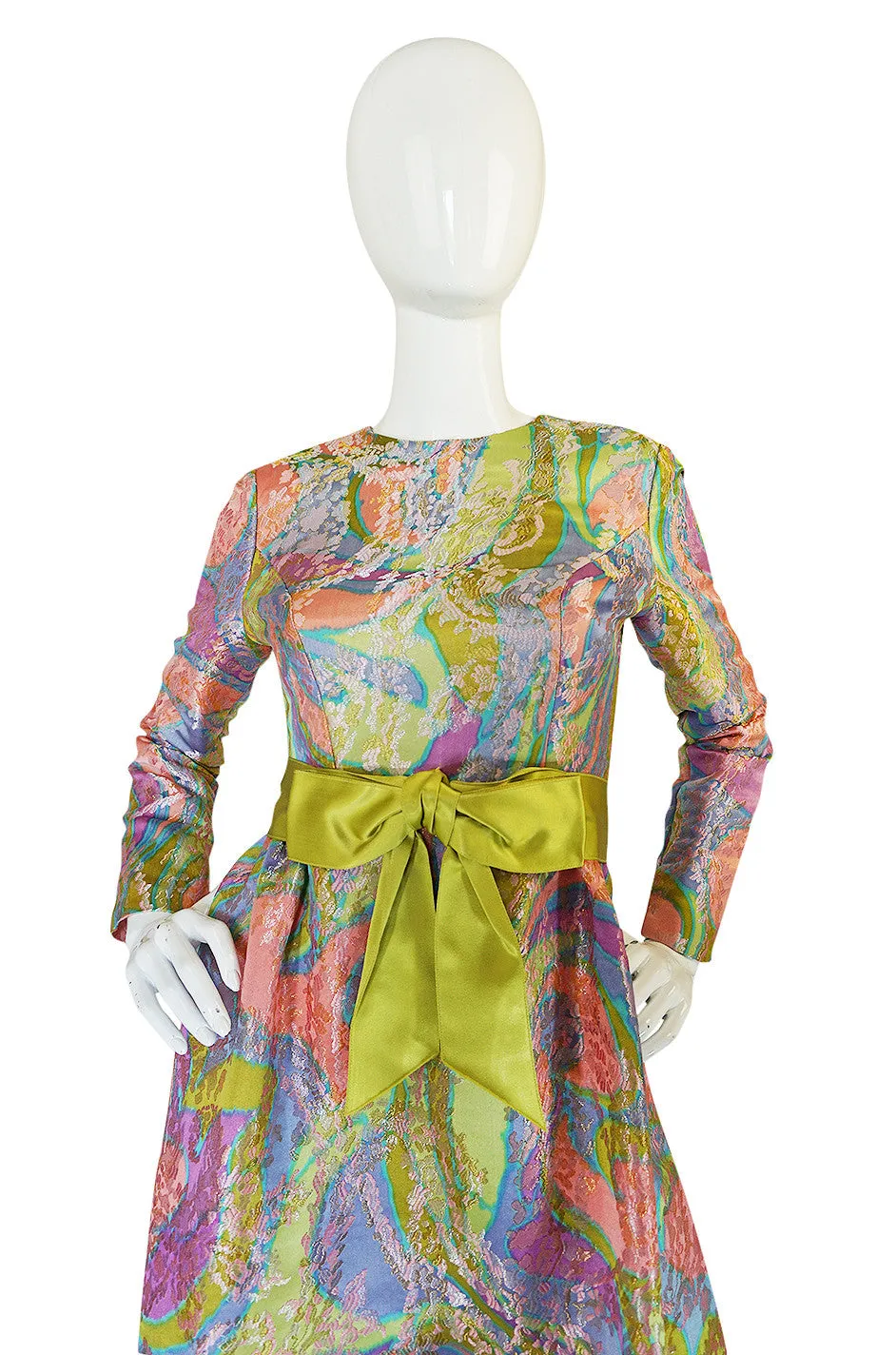 1960s Ferdinando Sarmi Metallic Pink & Gold Silk Brocade Dress