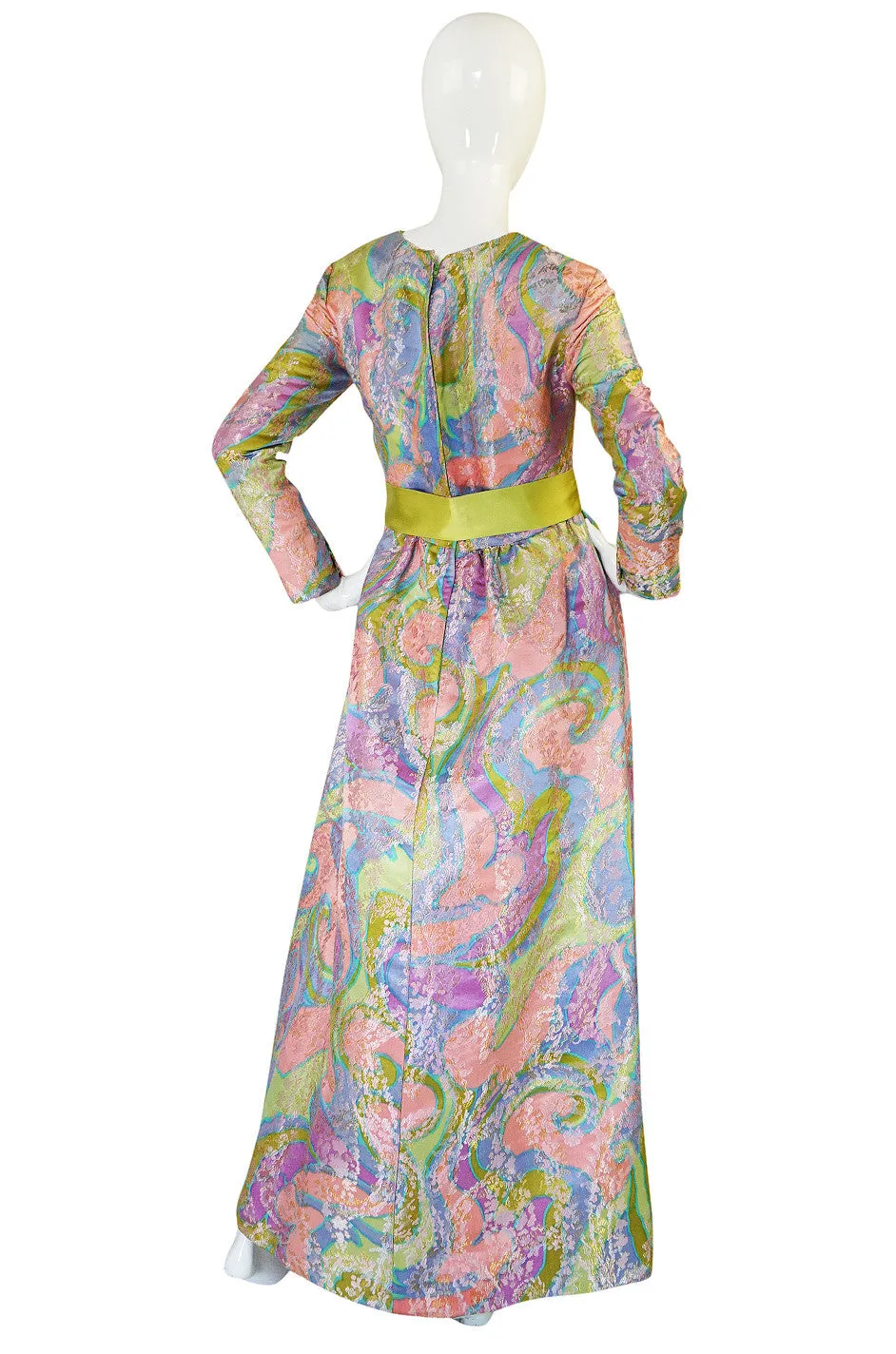 1960s Ferdinando Sarmi Metallic Pink & Gold Silk Brocade Dress