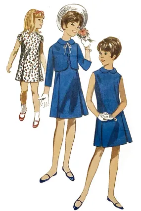 1965 Uncut Butterick 3849 Girls Vintage Dress & Jacket Sewing Pattern