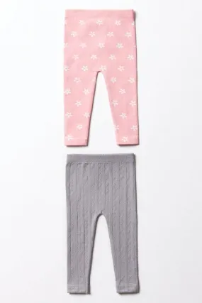 2 Pack Leggings Pink & Grey