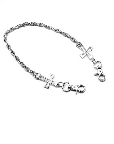 20'' Metal Silver Cross Wallet Chain SILVER WALLET CHAIN LONG PANTS CHAIN SILVER jeans chain jean chain FOR MEN