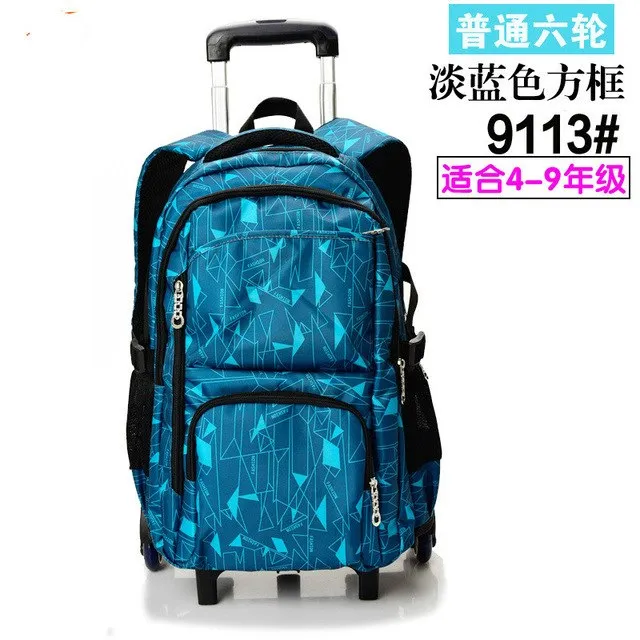 2017 Removable Children School Bags Teenager Boys Girls 3 Wheels Backpack Stairs Kids Trolley