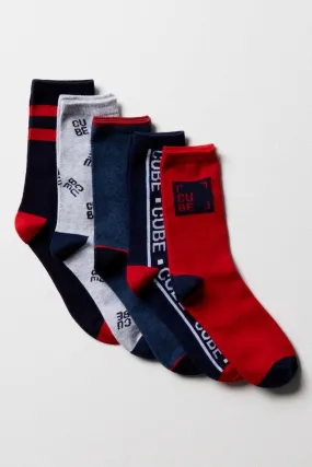 5 Pack Socks Blue & Red