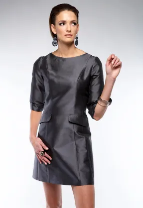 A Line Dress with Pockets and 3/4 Length Sleeve