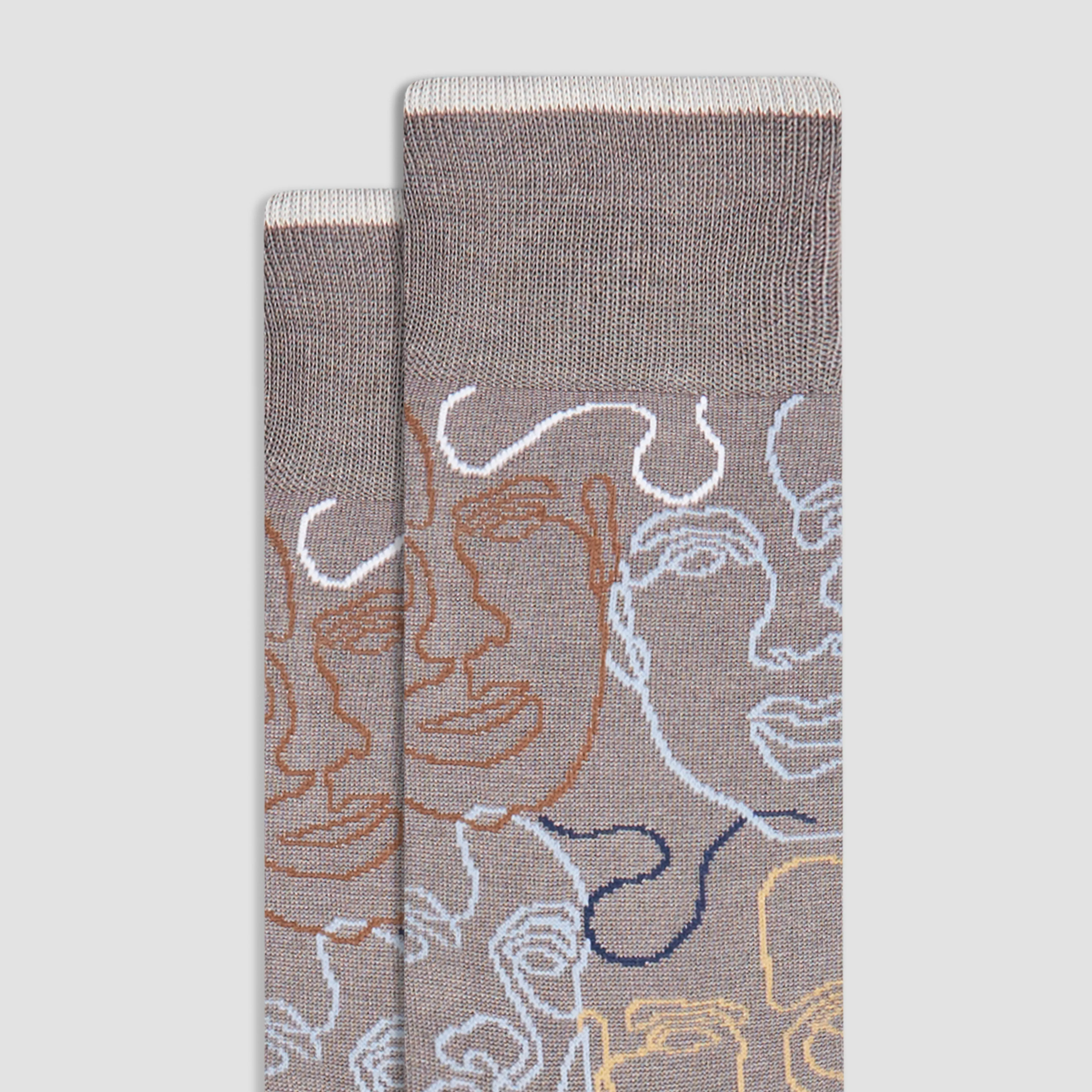 Abstract Faces Mid-Calf Socks