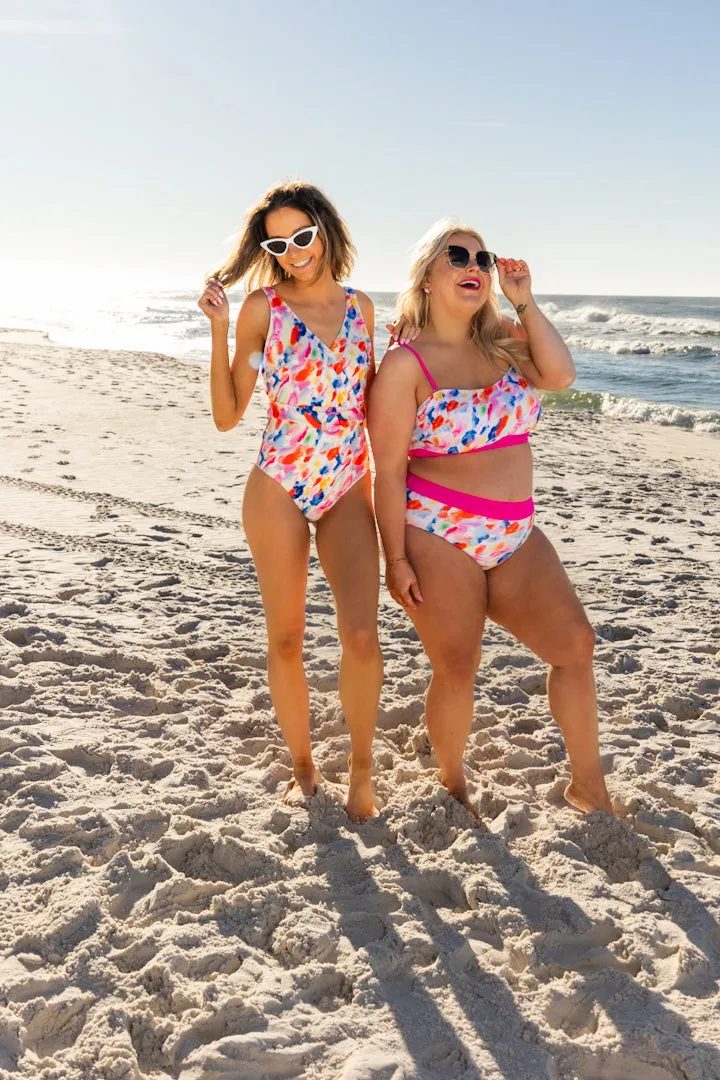 Abstract Multi Colorful Two-piece Swimwear Set