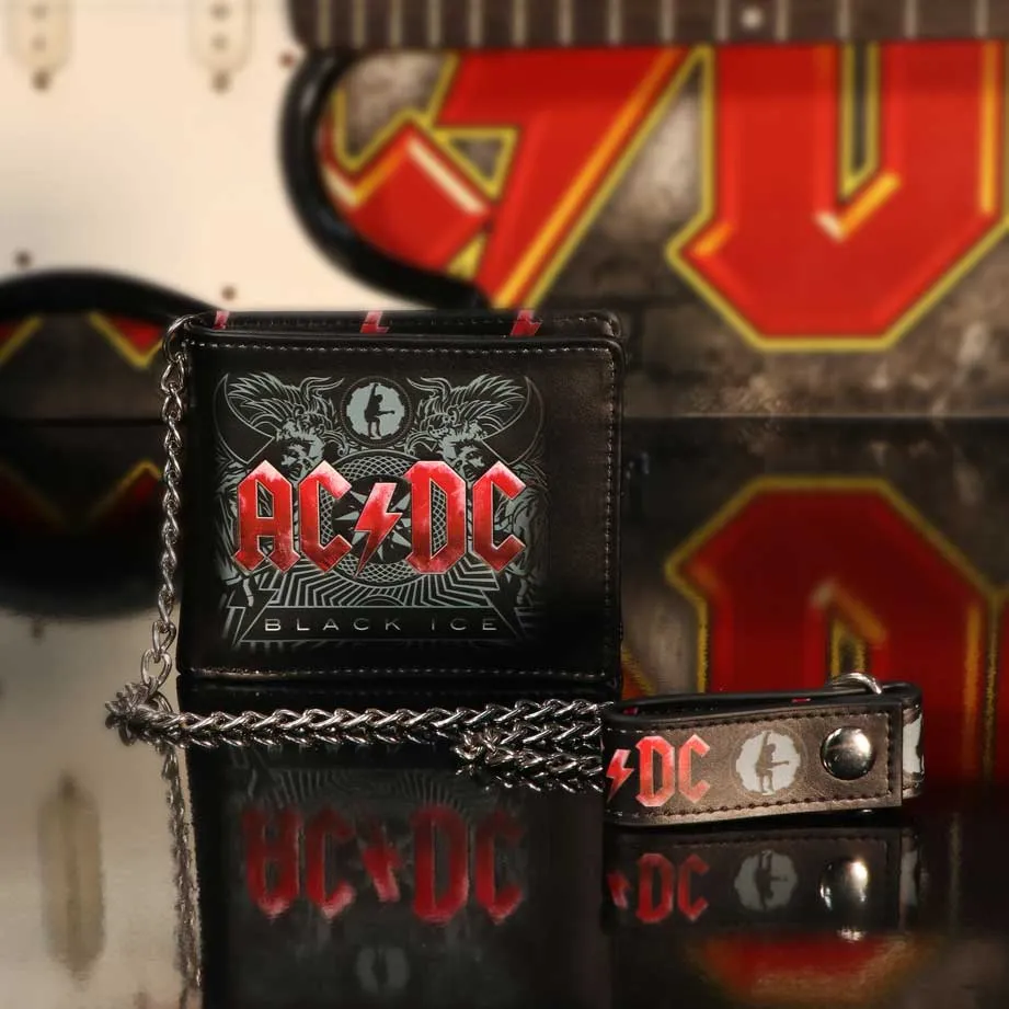 AC DC Black Ice Wallet with security chain