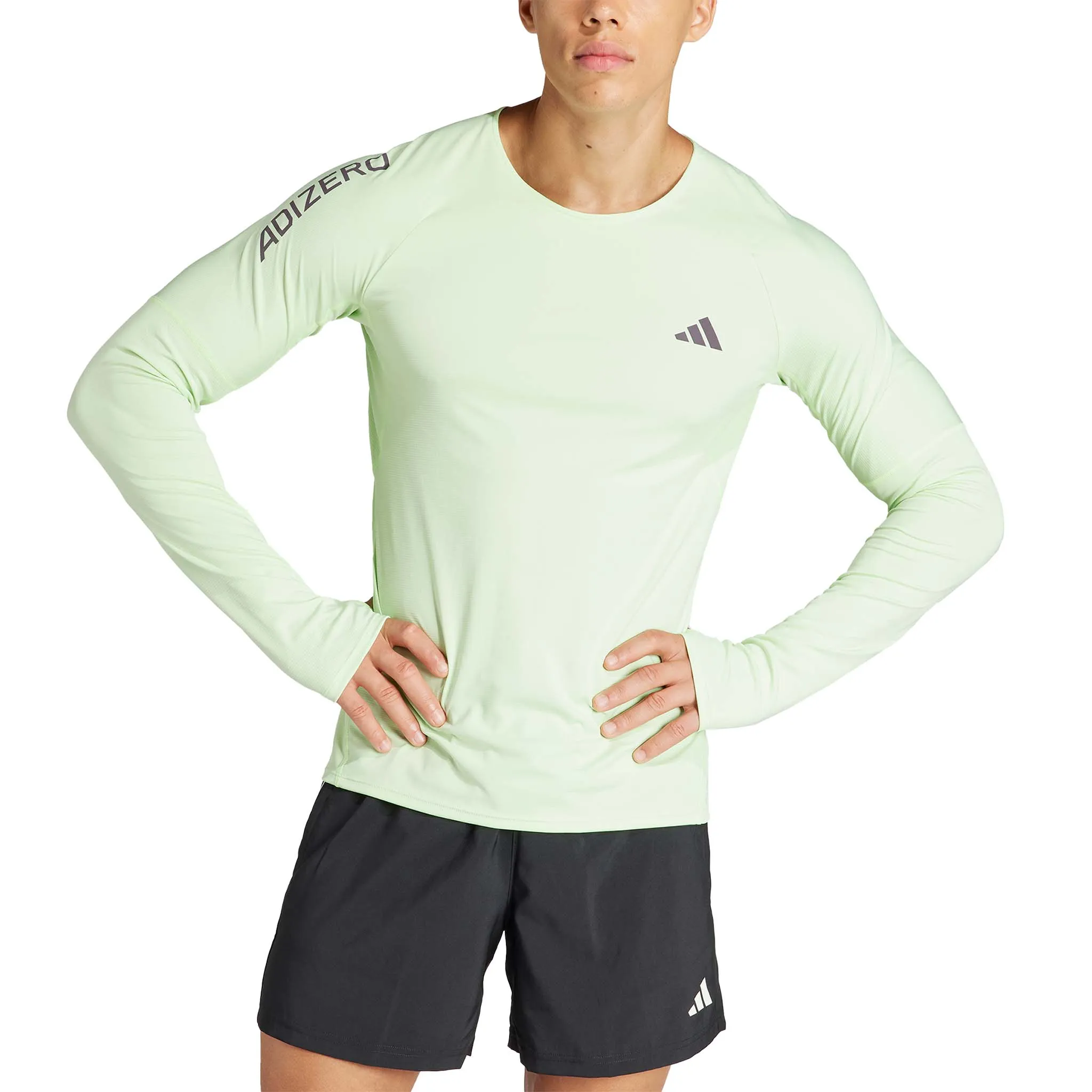 adidas | Men's Adizero Running Long Sleeve Top - Semi Green Spark/Aurora Black