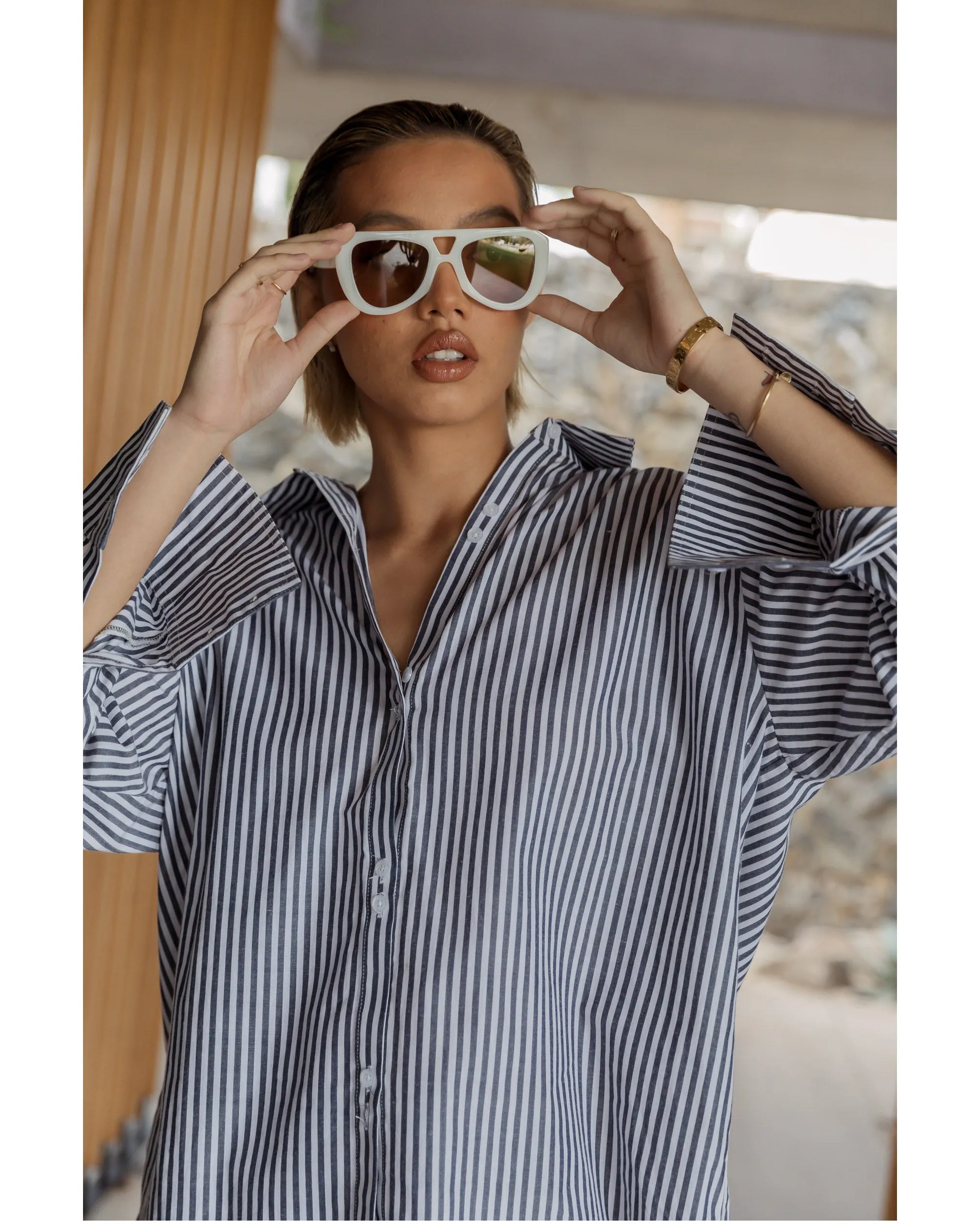 Alexandra Austin Shirt - White/Navy Stripe