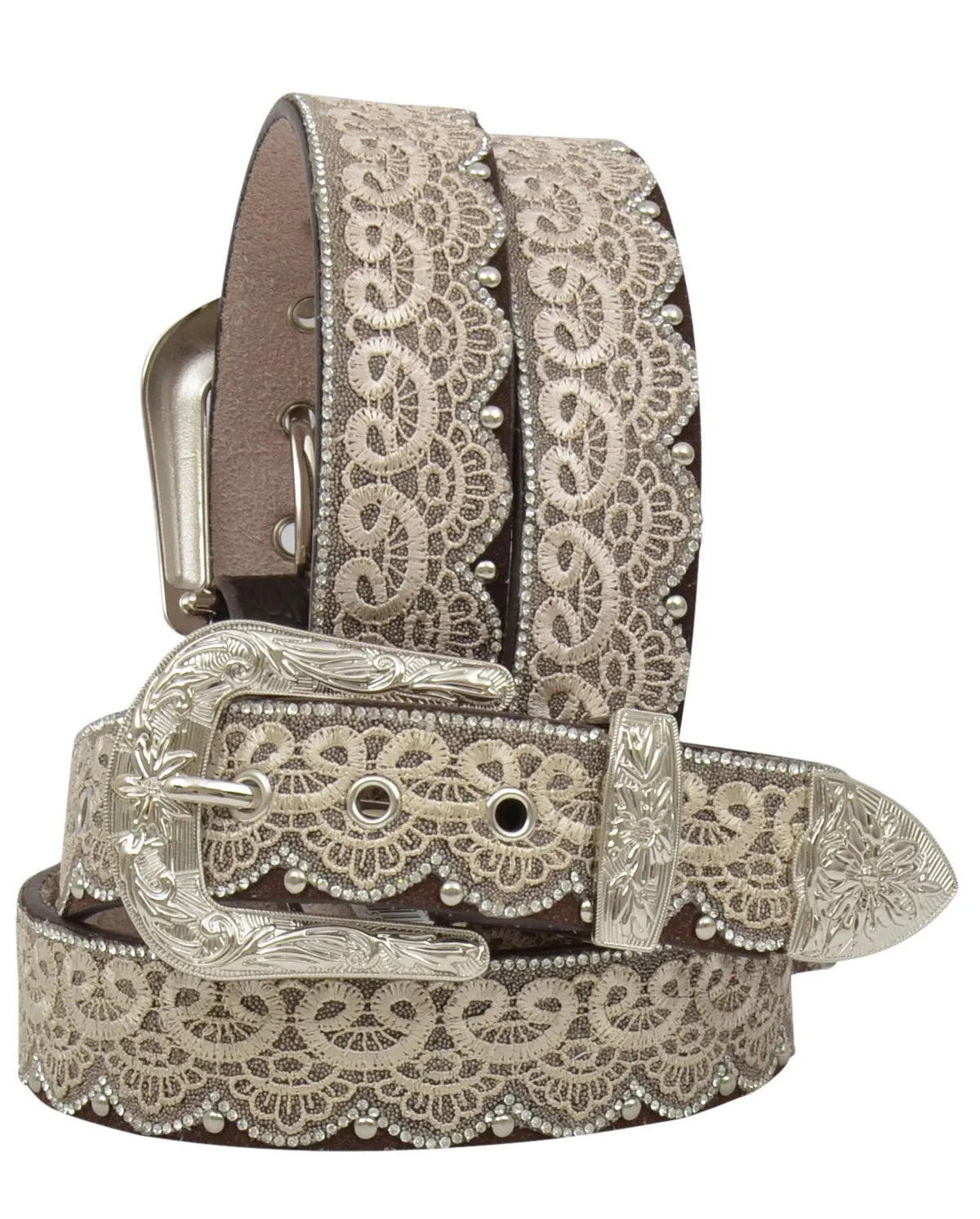 Angel Ranch Women's Tan Lace Overlaid Belt