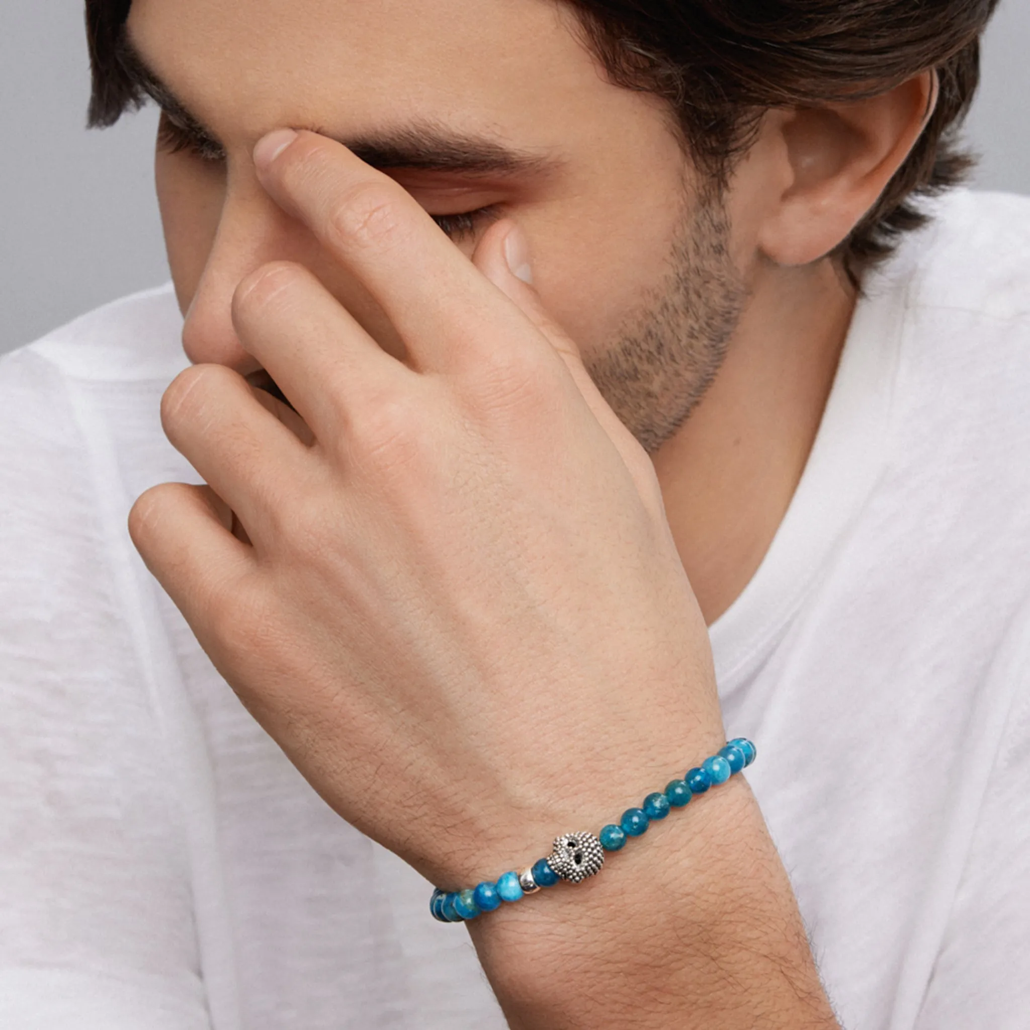 Anthem Blue Apatite Skull Bracelet