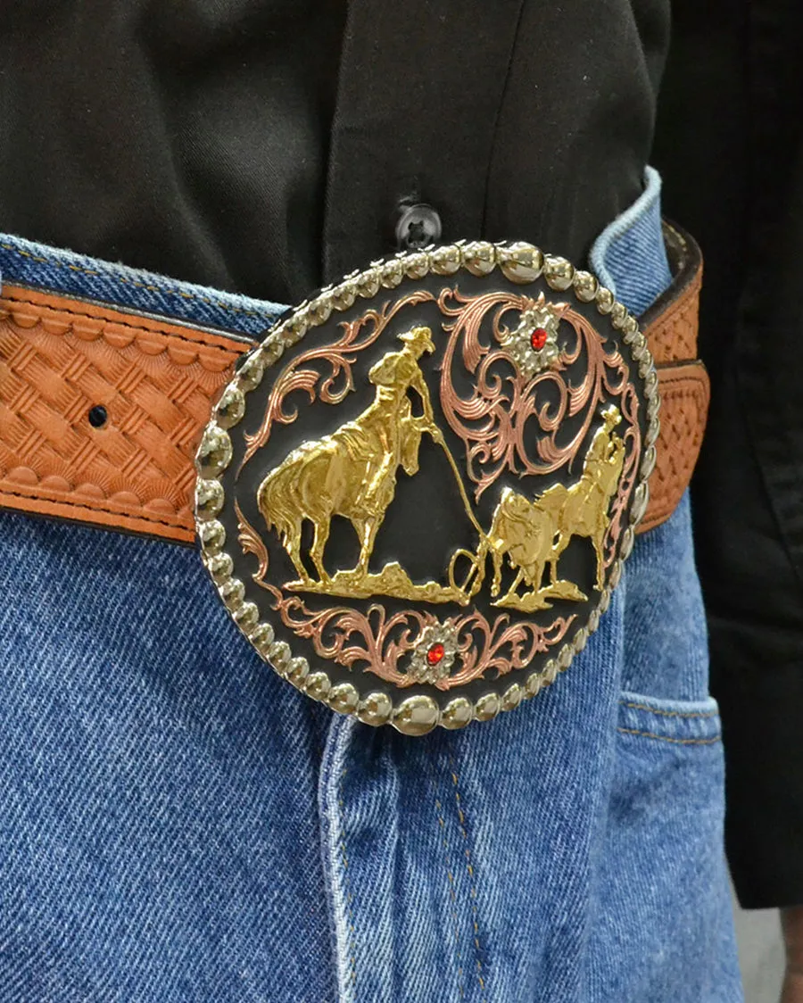 Attitude Tri-Tone Team Roper Belt Buckle