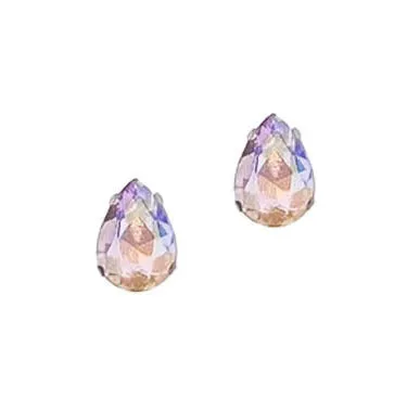 Aurora Borealis Teardrop Silver Stud Earrings