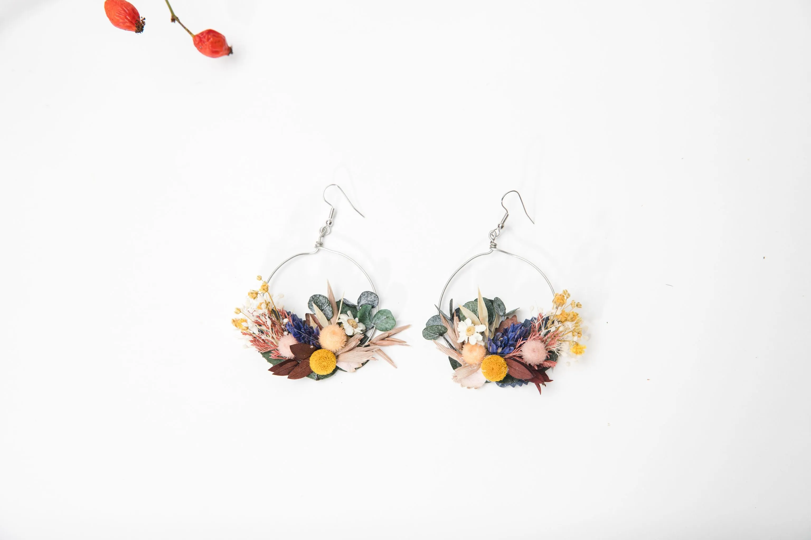 Autumn circle flower earrings