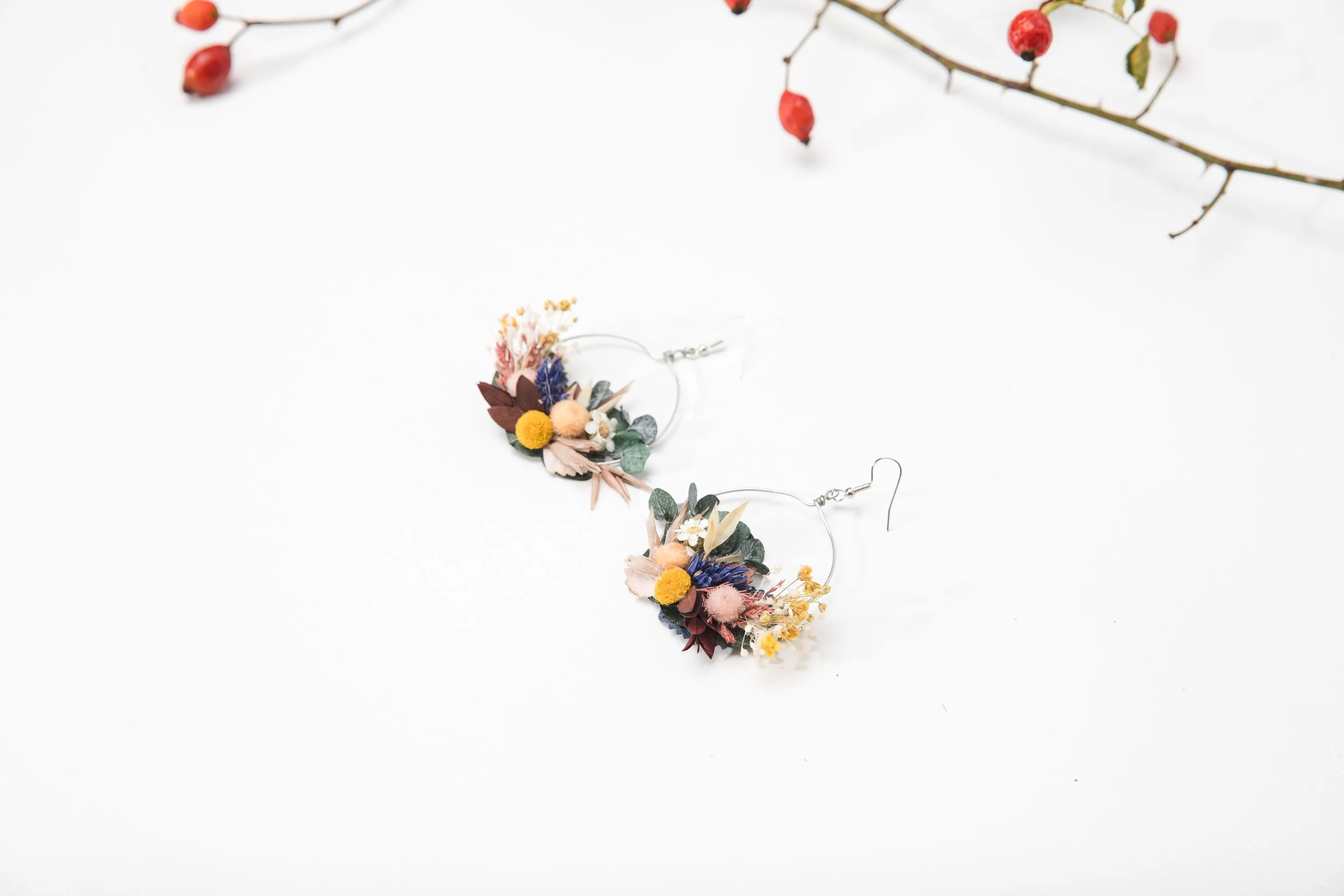 Autumn circle flower earrings