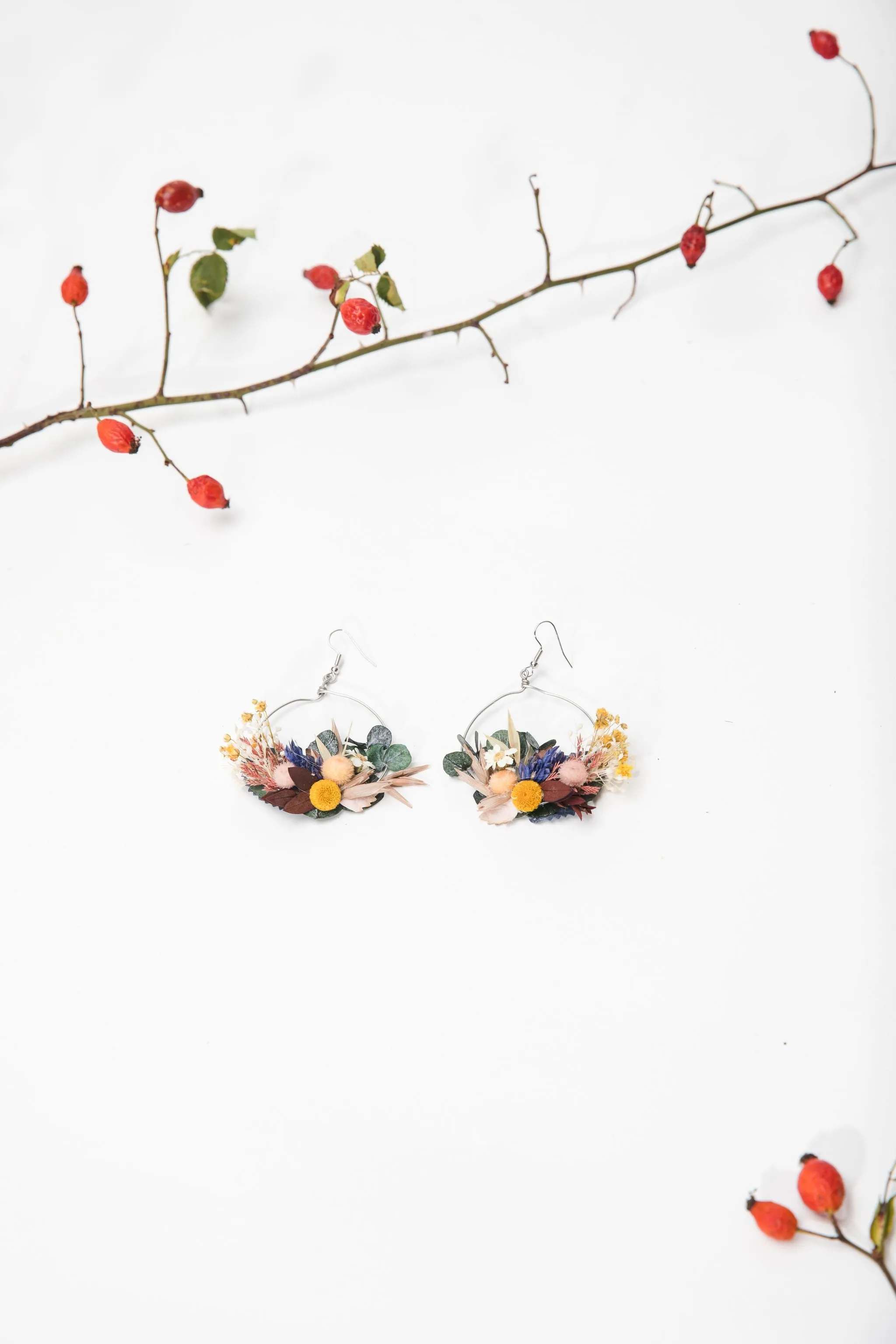 Autumn circle flower earrings