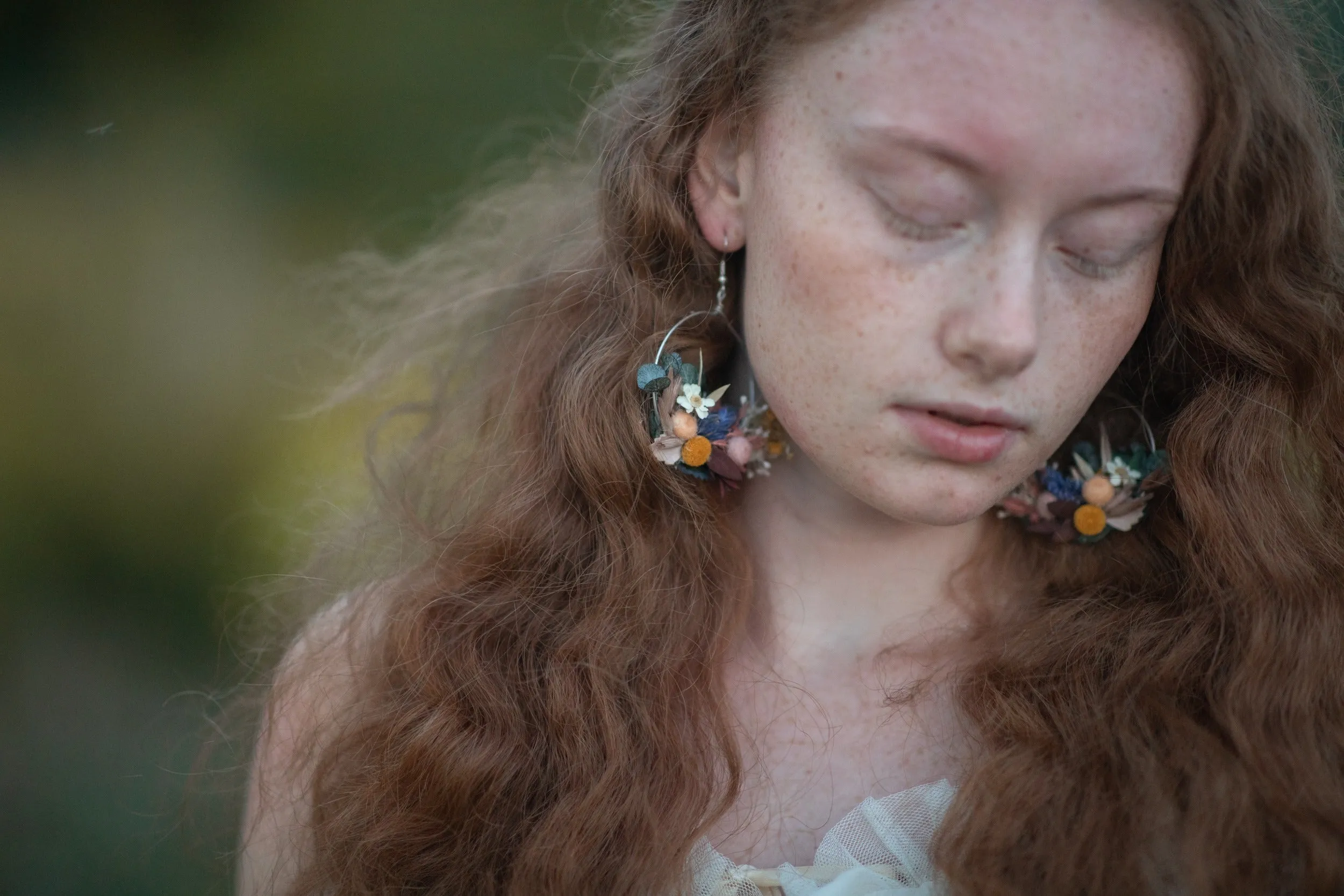 Autumn circle flower earrings