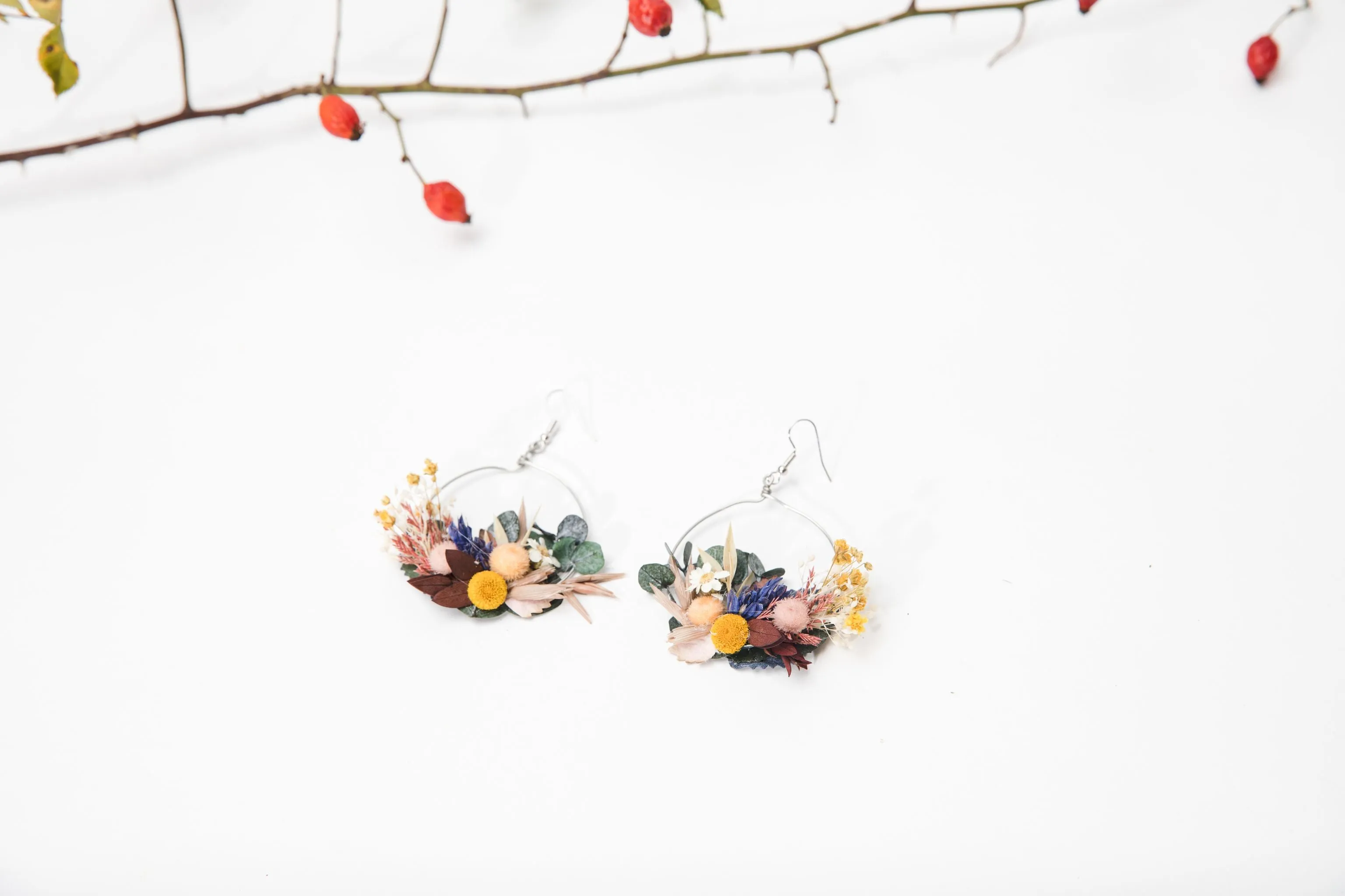 Autumn circle flower earrings