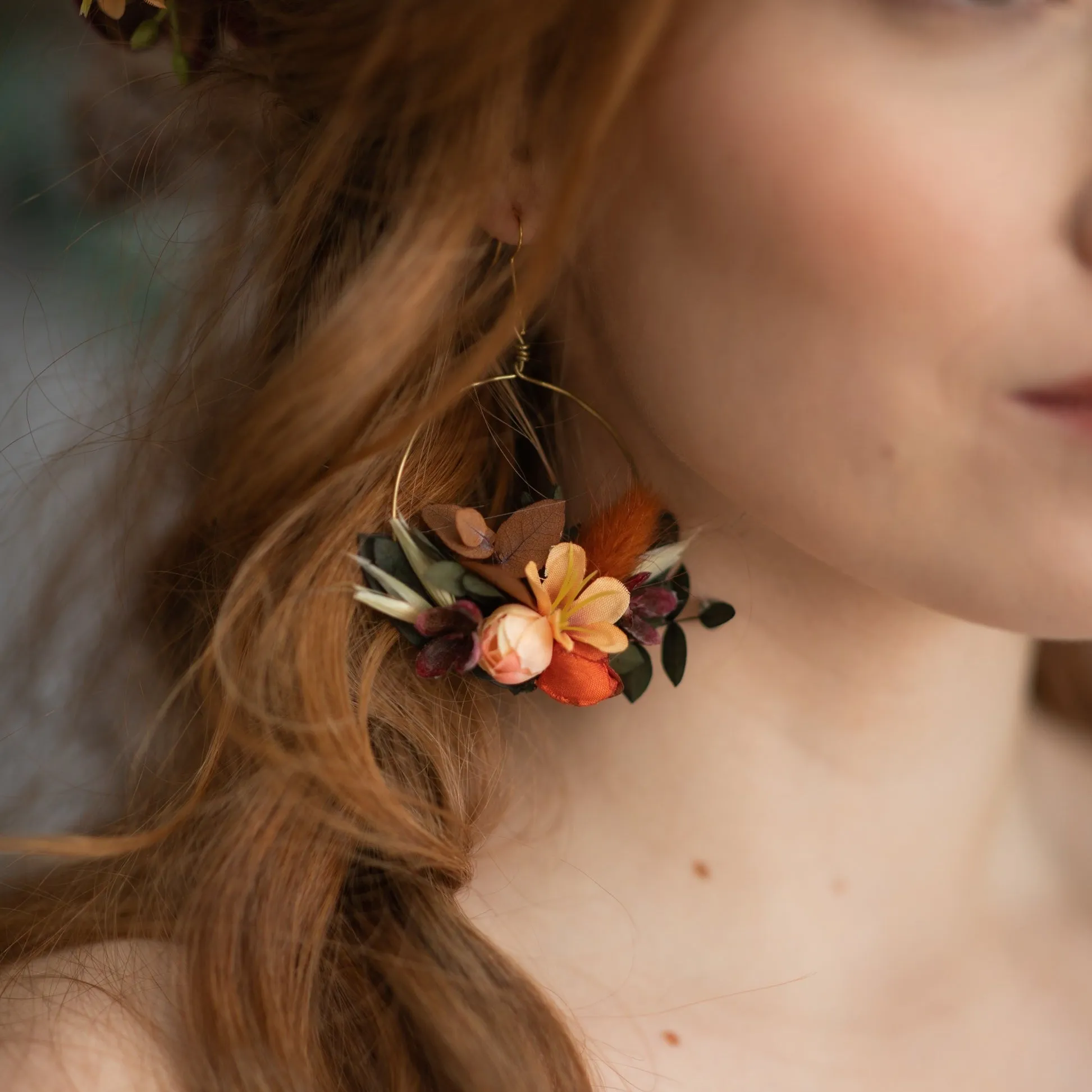 Autumn wedding flower earrings