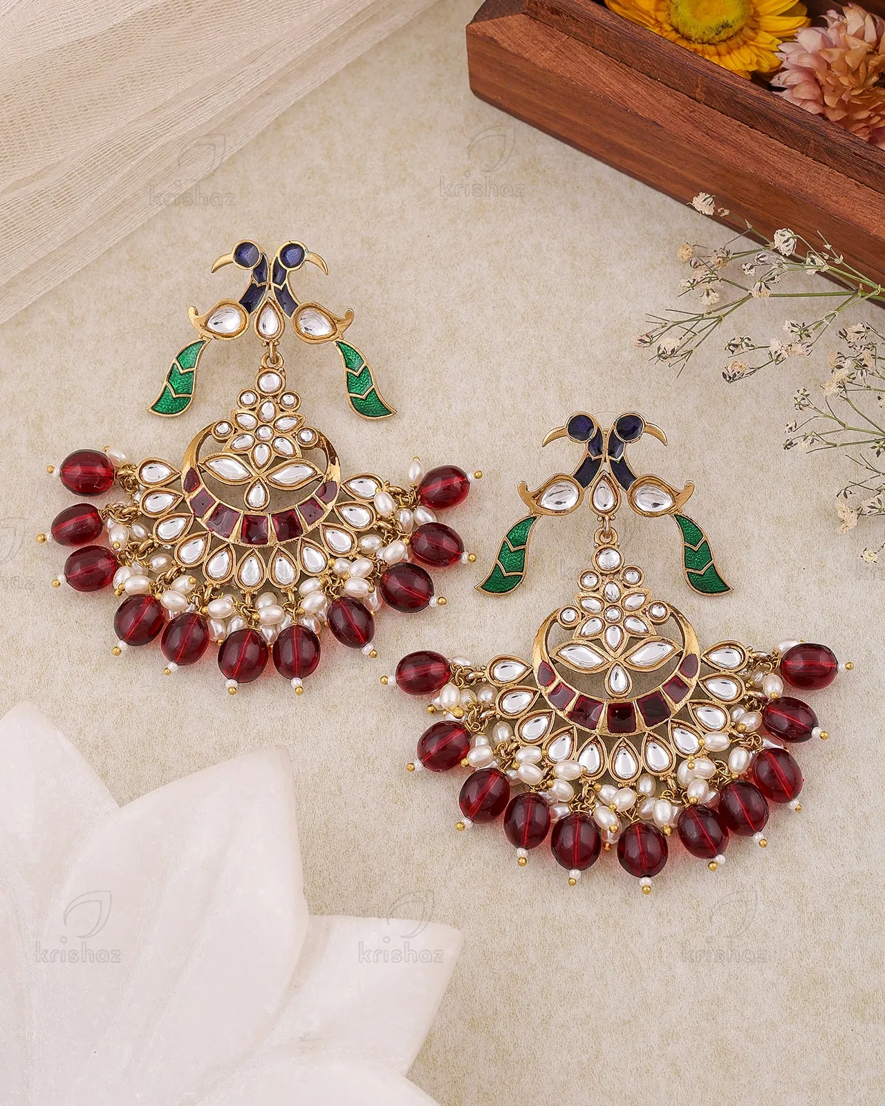 Avadh Kundan Dangler Earrings - RANG