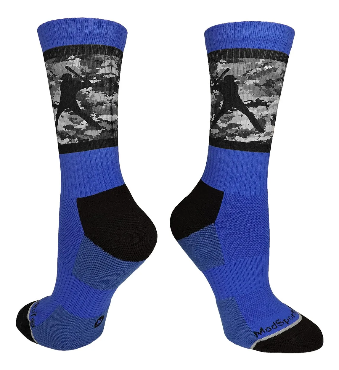 Baseball Socks with Player on Camo Background Crew