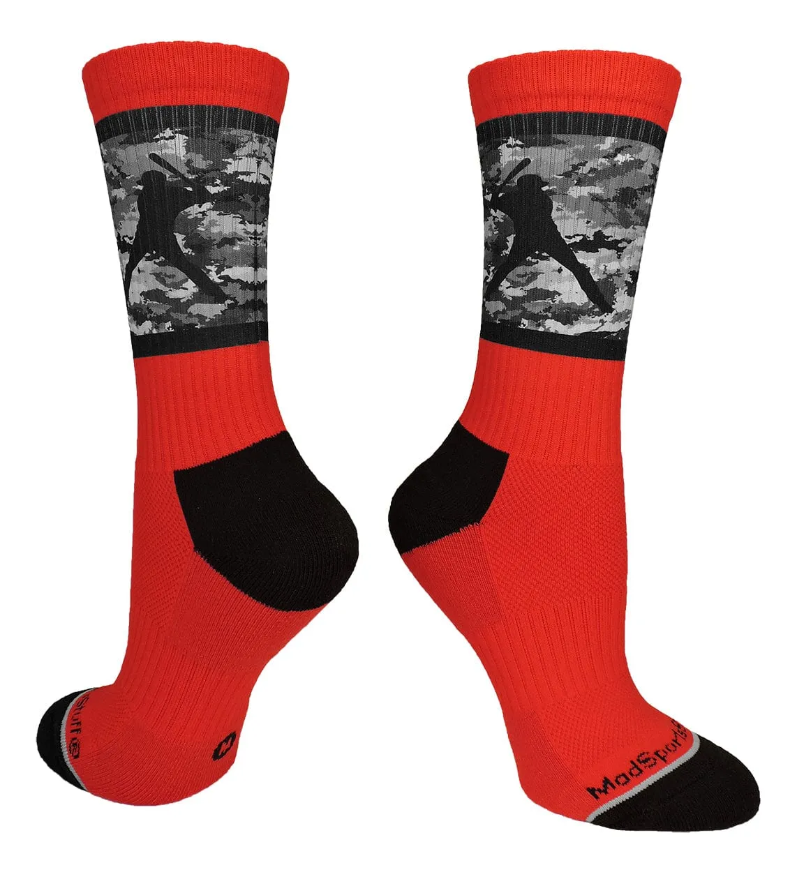 Baseball Socks with Player on Camo Background Crew