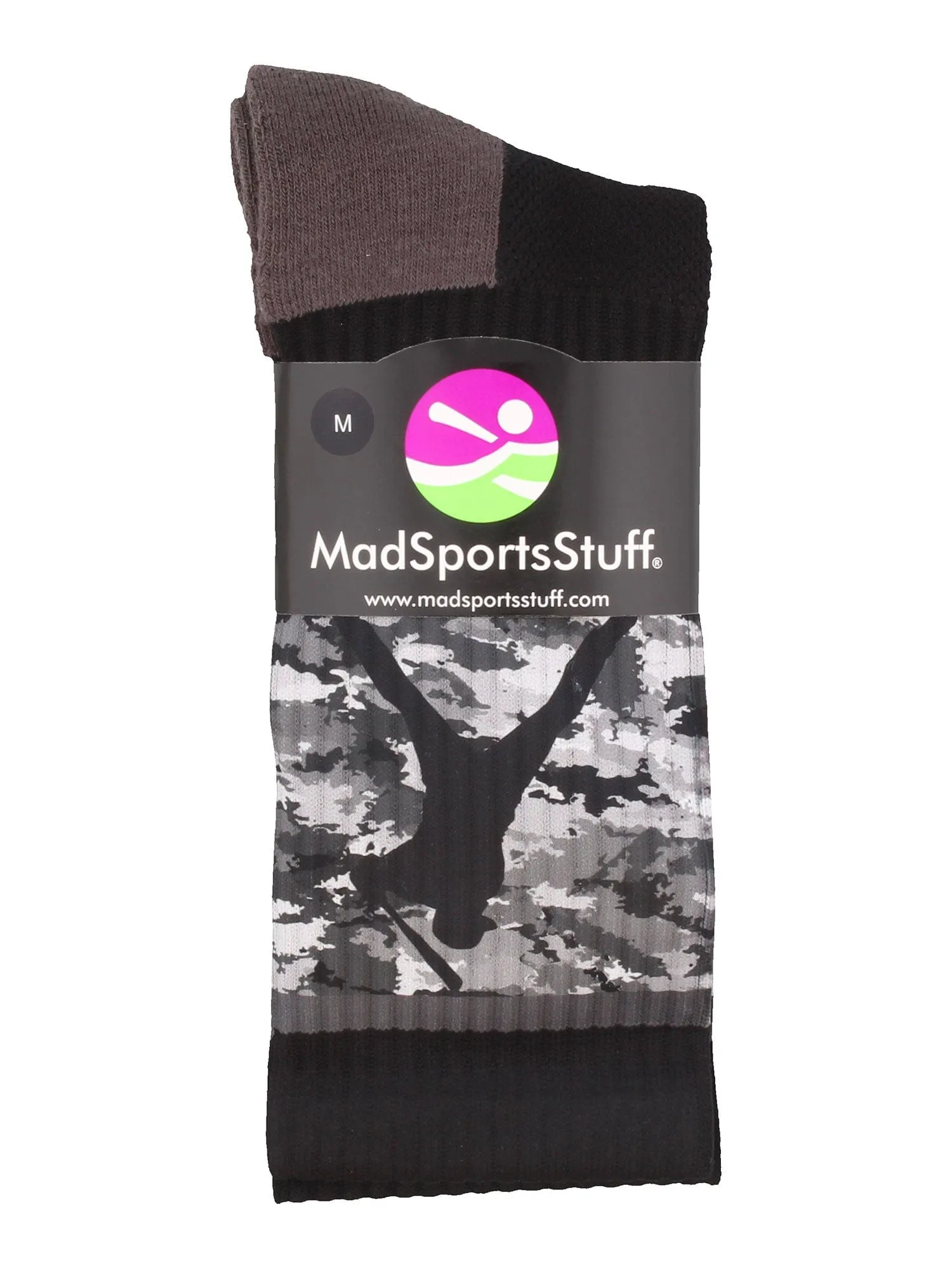 Baseball Socks with Player on Camo Background Crew