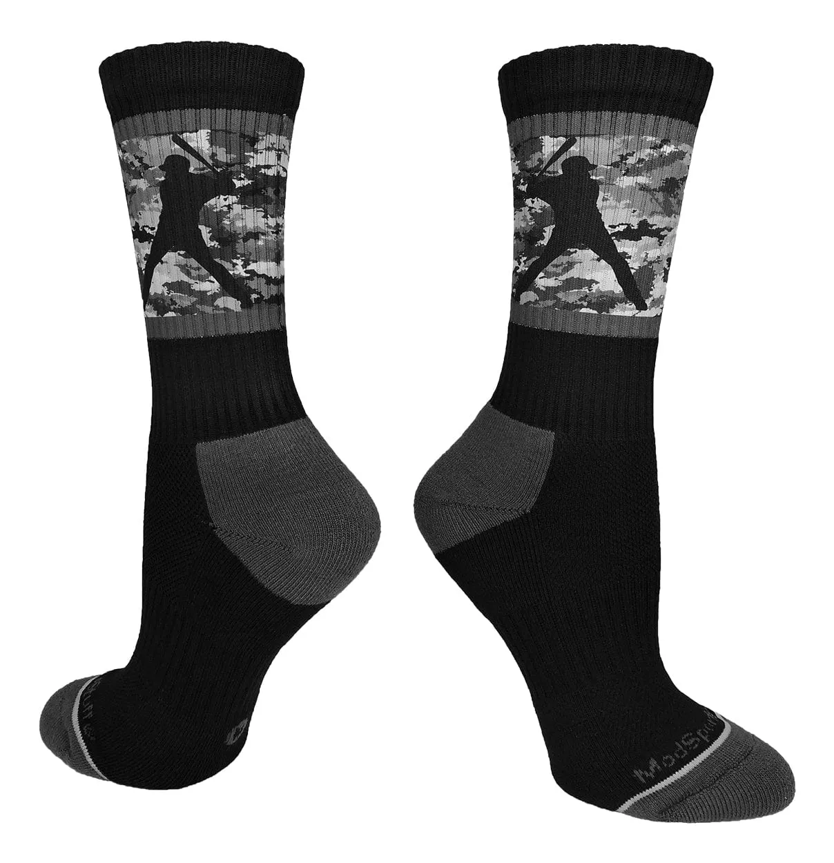 Baseball Socks with Player on Camo Background Crew