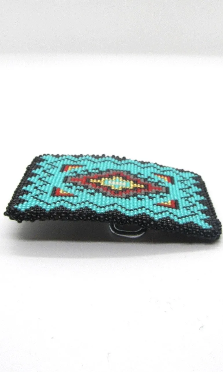 BEAD IT Leather Backed Beaded Belt Buckle