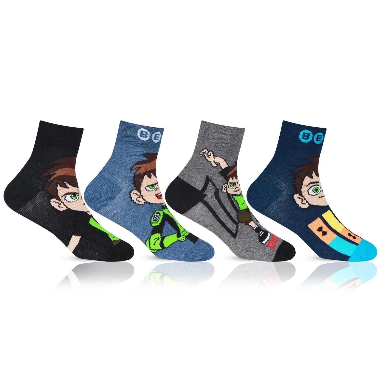 Ben 10 Ankle-Length Cotton Socks For Boys- Pack Of 4