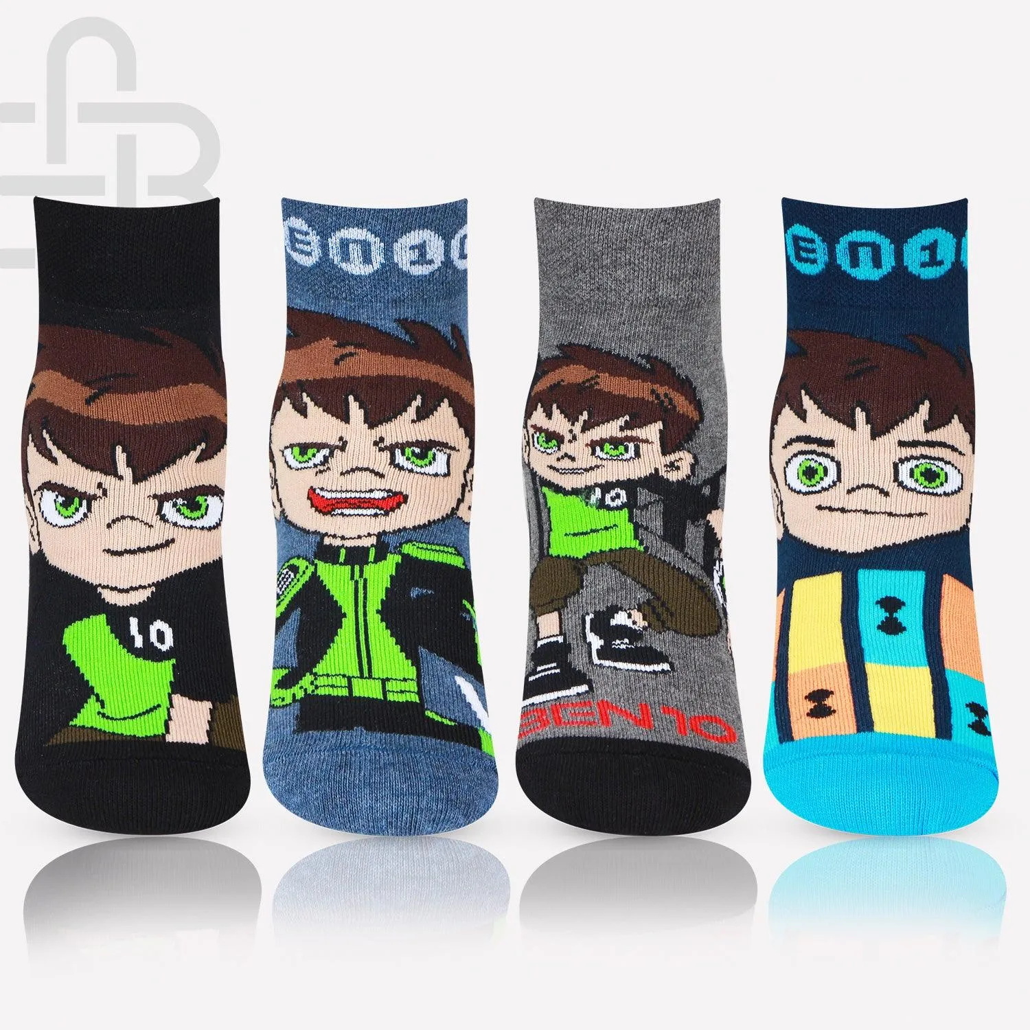 Ben 10 Ankle-Length Cotton Socks For Boys- Pack Of 4