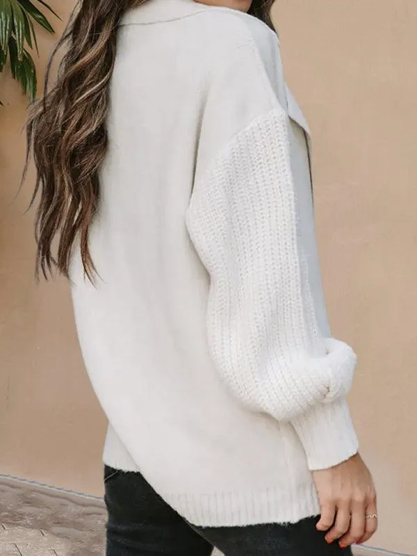 Big Collar  Women Cardigan Sweater