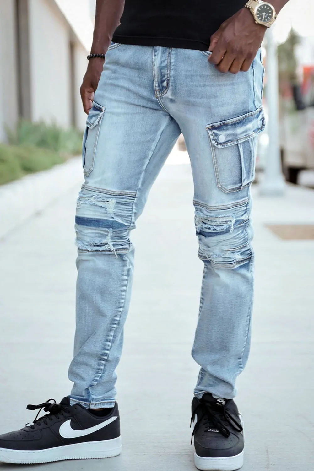 Biker Cargo Denim Jeans