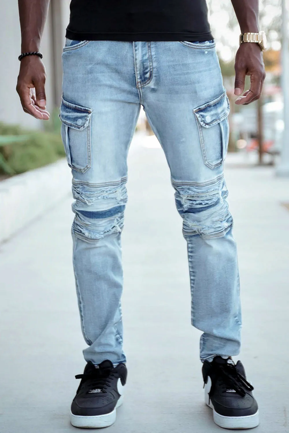 Biker Cargo Denim Jeans