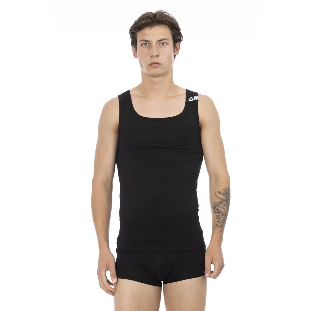 Bikkembergs Black Cotton Men Tank Men's Top