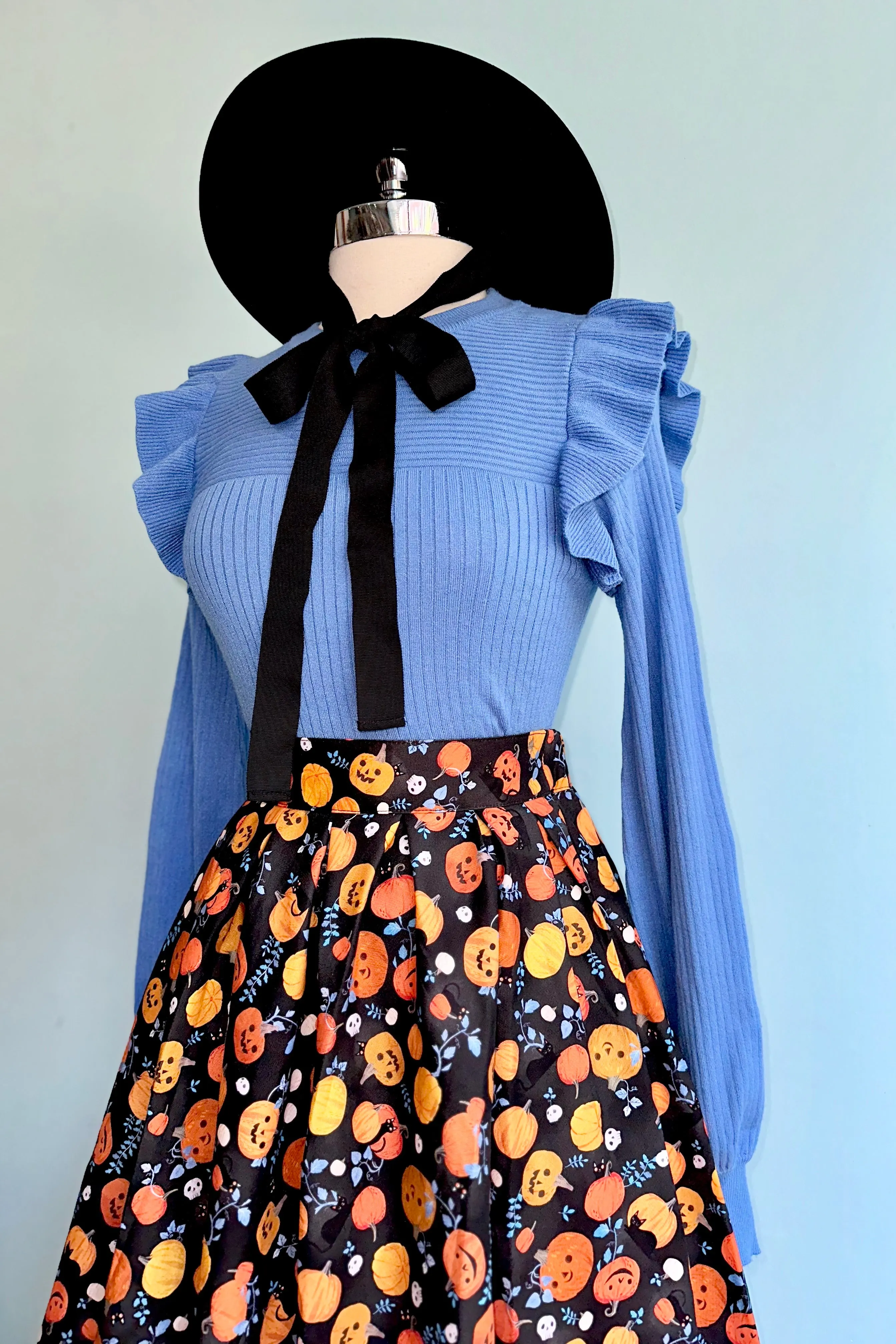 Black Kitties and Jack O' Lanterns  Doris Skirt by Retrolicious