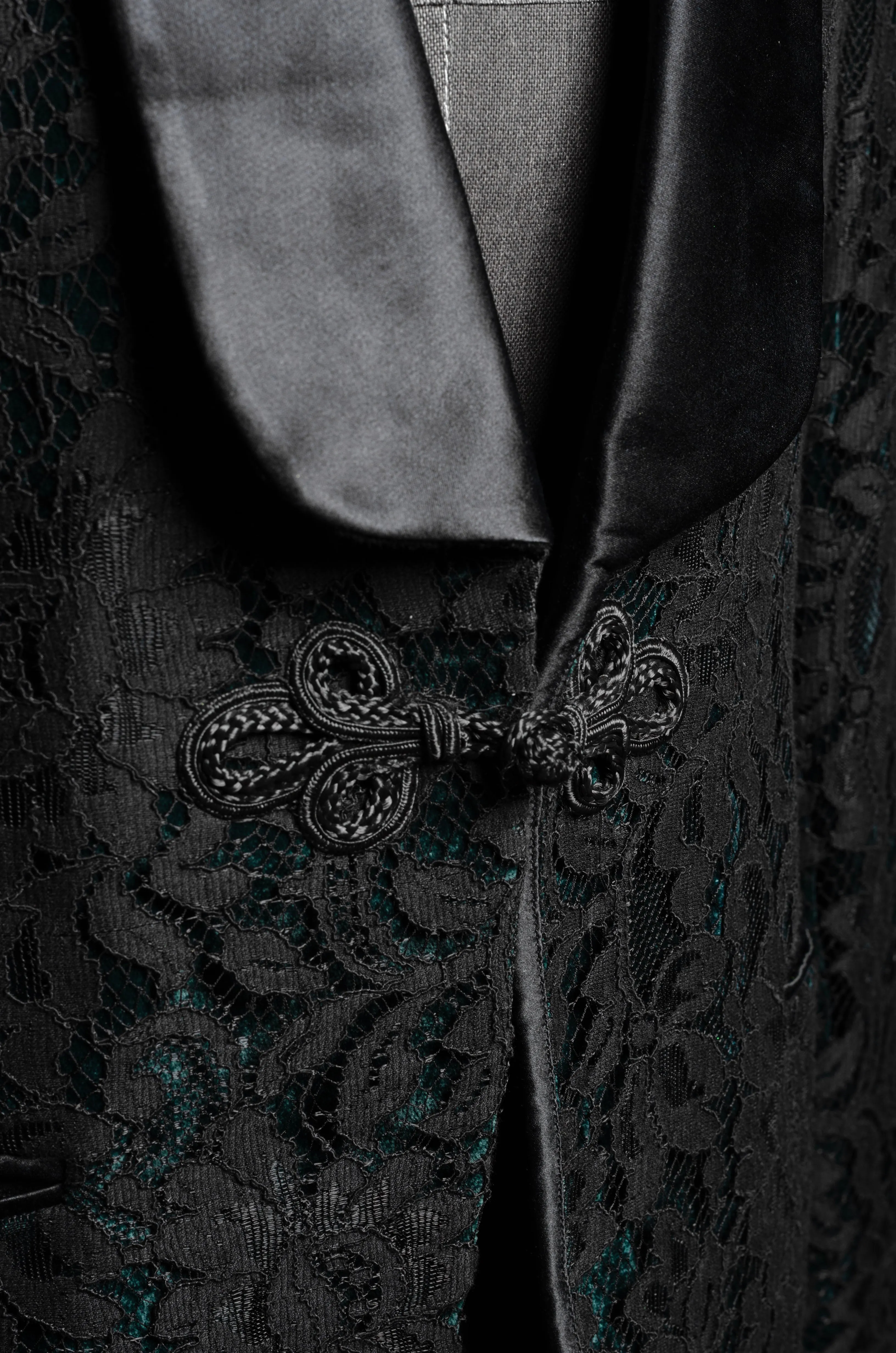 Black Lace Emerald Velvet Suit