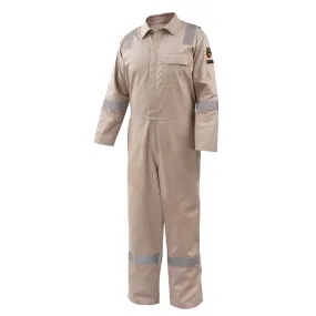 Black Stallion 7 oz. AR/FR Cotton Coverall w/ Reflective FR Tape, Stone Khaki - CF2118-ST