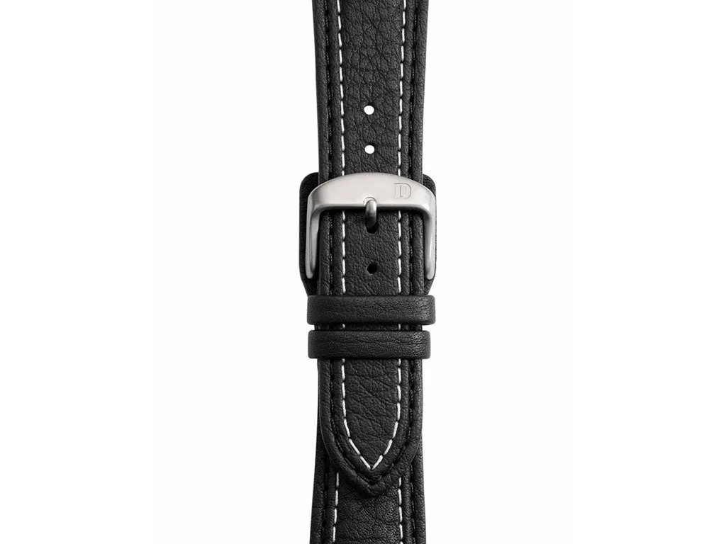 Black/White Stitching Leather Strap