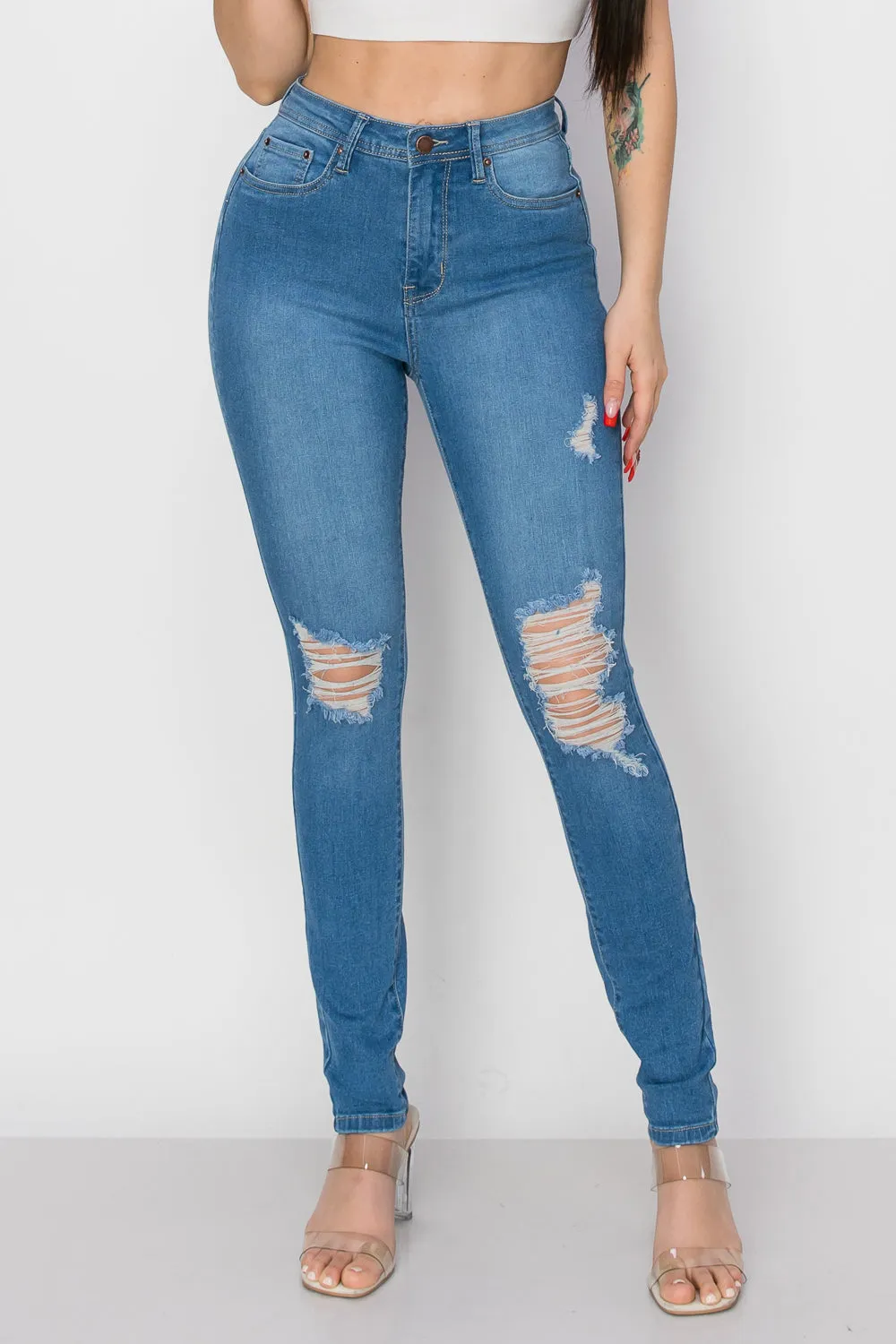 BO-309 HIGH WAISTED STRETCHY SKINNY DENIM JEANS