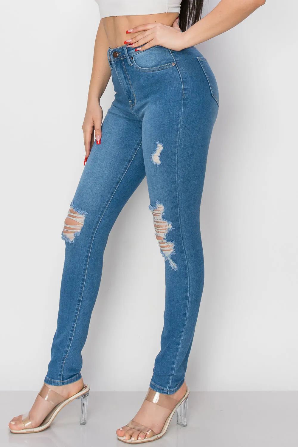 BO-309 HIGH WAISTED STRETCHY SKINNY DENIM JEANS