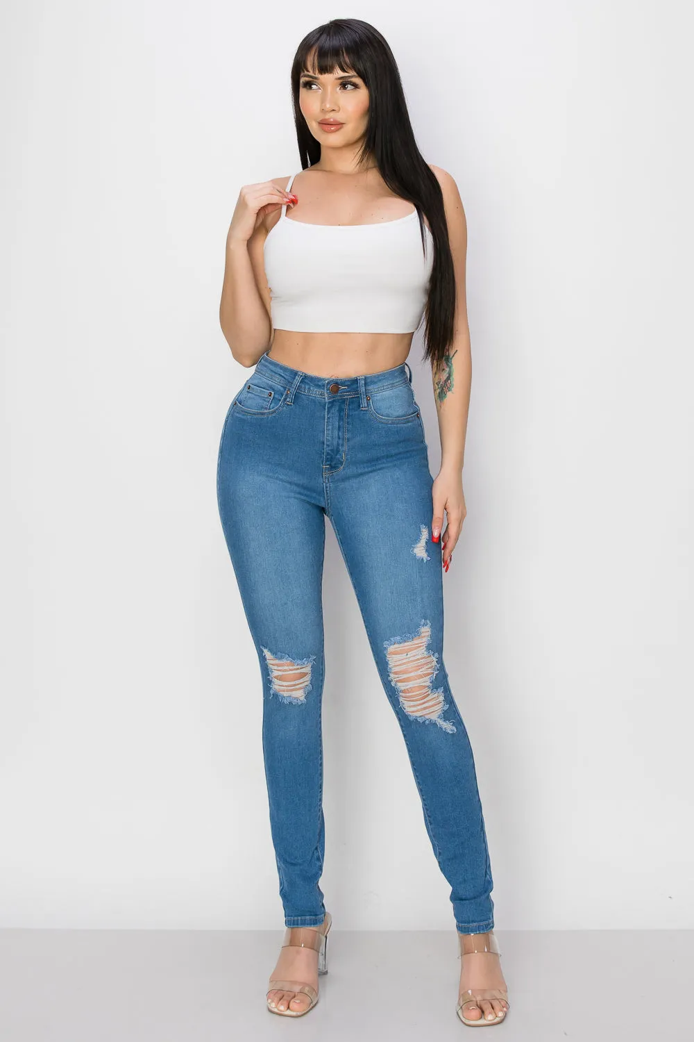 BO-309 HIGH WAISTED STRETCHY SKINNY DENIM JEANS