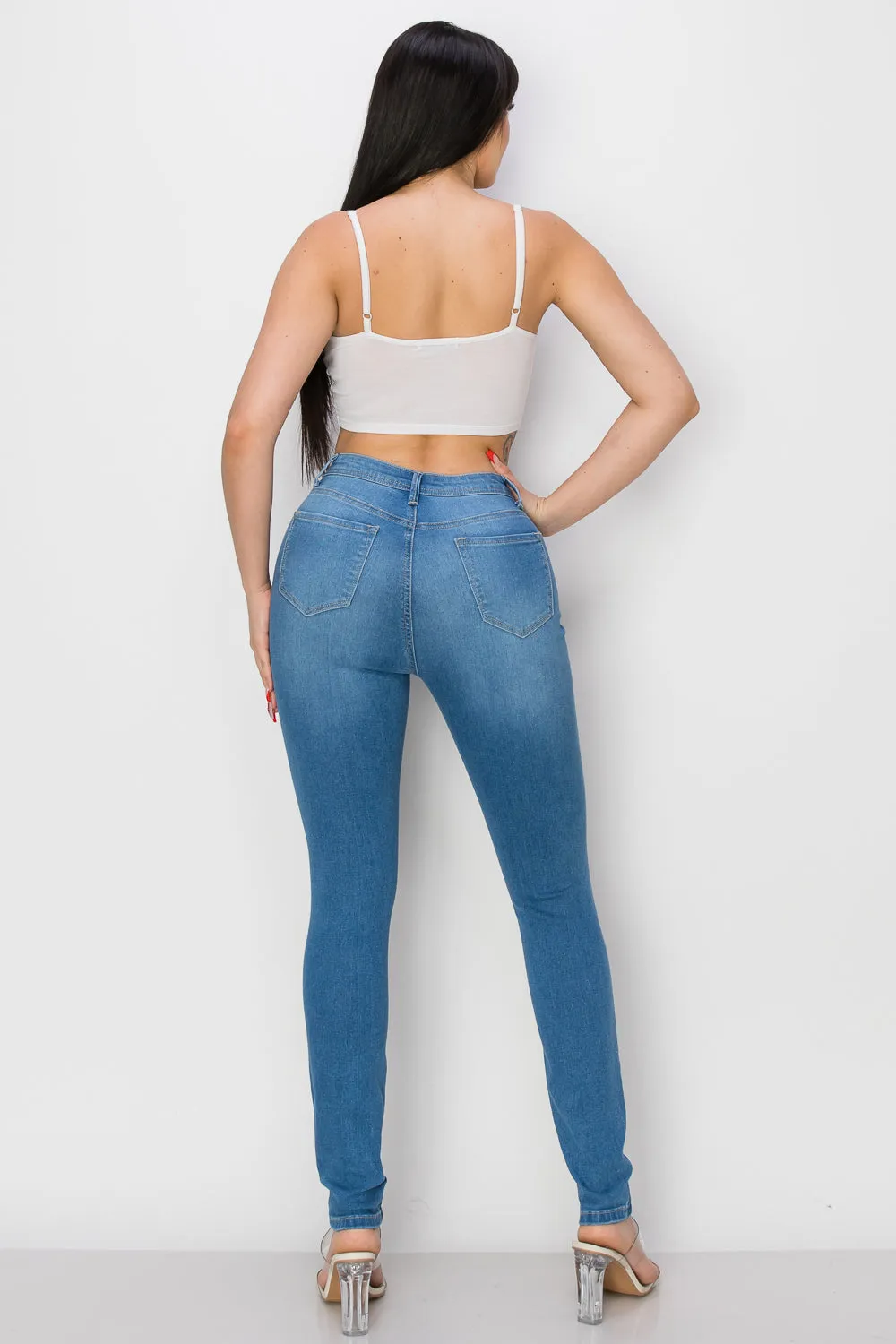 BO-309 HIGH WAISTED STRETCHY SKINNY DENIM JEANS